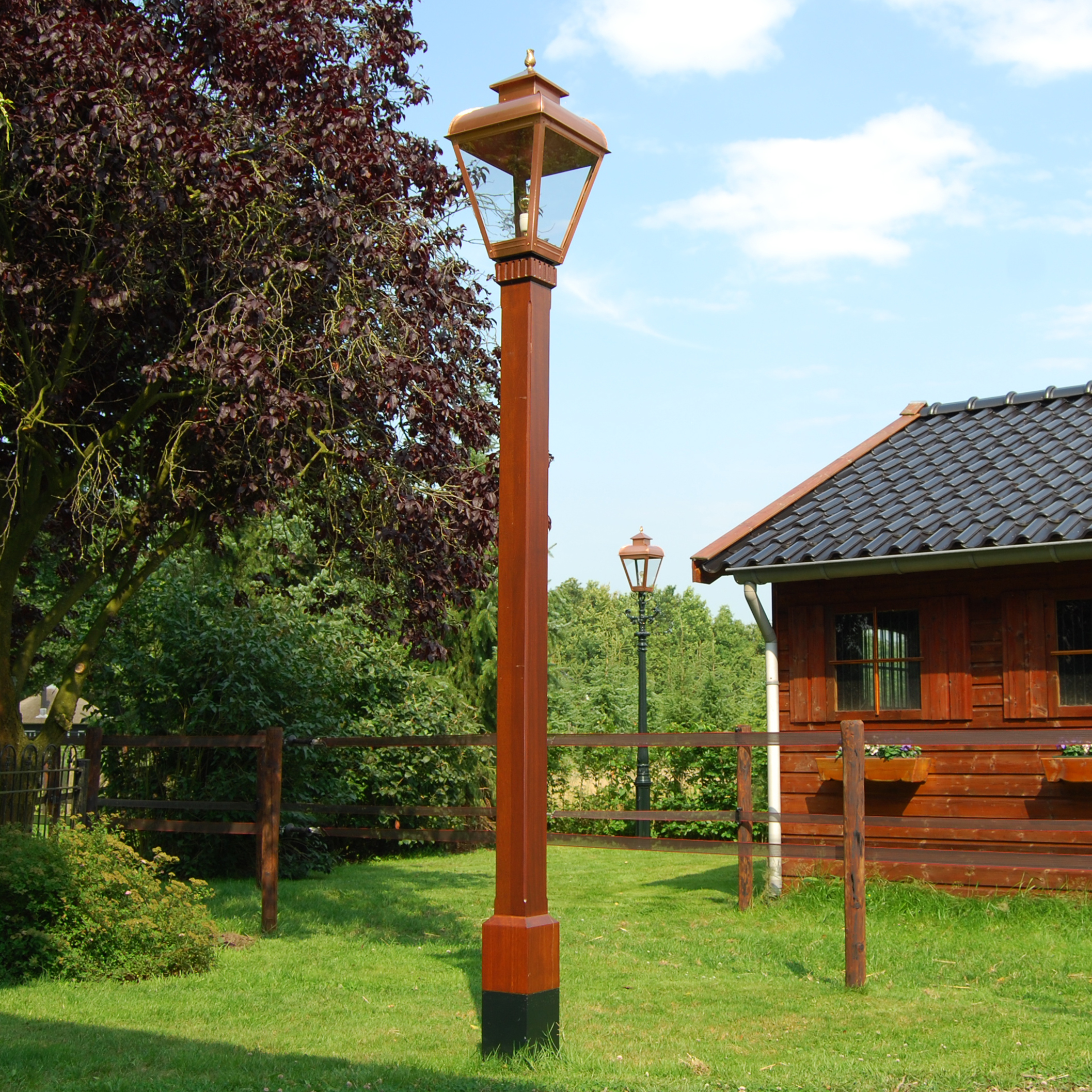 Alexander Graham Bell belofte Appartement Buitenlamp CLASSIC koper Maat XL op hardhouten mast - Luna Maison